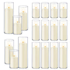 36 PCS Ivory White Pillar Candles with Glass Candle Holders Clear Hurricane Candle Holders Glass Cylinder Vases for Centerpieces Wedding Party, Event, Home Office (18 Candles+18 Candle Hoders) - style: 36 PCS Ivory White