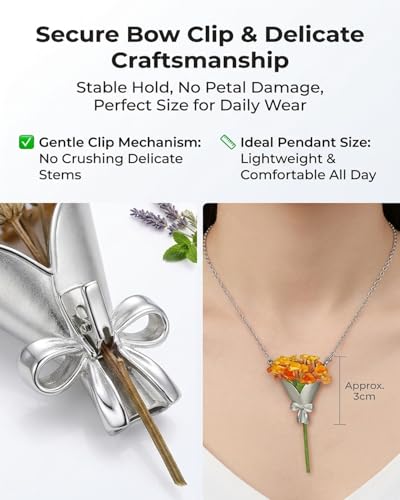 DIY Flower Bouquet Necklace Wearable Vase Pendant Insert Real Dried Flowers Handmade Customizable - color: 1pc(no Flower)