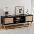 TV Stand for TVs up to 60 Inch, Modern Entertainment Center with Storage, Media Console Table with 2 Cabinets & Shelves, Wooden TV Stand for Living Room Bedroom, Black - color: Black