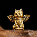 CHOVY Retro Handcrafted Evil Cat Sculpture - 100% Solid Brass Demon Cat Figurine with Wings & Fangs | Gothic Dark Fantasy Desktop Decor, Collectible Art Piece Unique Gift - style: Demon Cat