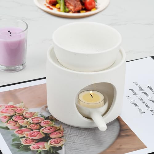 White Burner, Ceramic Tealight Warmer, Scented Oil Diffuser, White Ceramic Tea Light Candle Holder - color: White