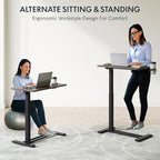 FLEXISPOT H7 Adjustable Overbed Bedside Table with Wheels Pneumatic Mobile Standing Desk Laptop Desk Rolling Computer Cart Movable Table Hospital Home Use(27.6" W x 15.7" D, Mahogany Table) - color: Mahogany, size: Small