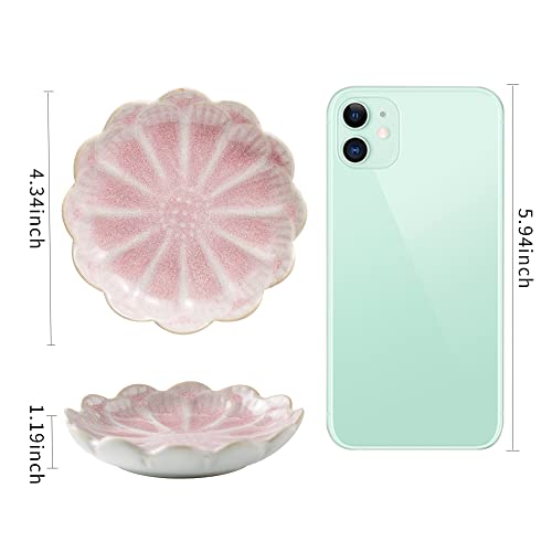 BEUNAIZER Jewelry Dish Tray, Ring Dish, Ceramic Trinket Tray, Key Bowl, Decorative Plate, for Friends Sisters Daughter Mother (pink) - color: Pink
