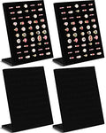 Henoyso 4 Pcs Velvet Ring Display 50 Slots L-Shaped Ring Display Stand Tray Holder for Selling Earring Jewelry - color: Black