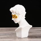 BRABUD Greek Mask David Man Bust Statue Resin White Gold Classic Roman Sculpture Modern Art Home Office Study Room Bookshelf Decor Collectible Gift TQGJBS341