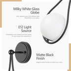 Mid-Century Wall Sconces Set of 2 Black Modern Globe Wall Lighting Indoor Hardwired Wall Lights for Hallway Office,Porch, Bedroom, Living Room,Stairway - color: Black