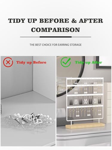 Earring Holder Organizer,Pierced Large Earrings Display Stand For Selling,Small Stud Earring Organizer Rack,Hoop Earring Storage Hanger Tree (White, 4 tier) - color: White, size: 4 tier