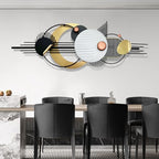 Metal Wall Art, Black and White Gold Wall Sculptures, Minimalist Geometric Decor, 3D Large 59"*21” Wall Art for Living Room Bedroom Bathroom Study Modern Wall Decor, Home Hanging Wall Sculpture - style: wall sculpture 2