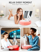 Tablet Pillow Stand, Compatible with 4.7"-12.9" Kindle, iPad, Phone/Tablet, Google, 360° Rotating Phone Holder for Bed, Detachable Bowl, Reading and Relaxation on Bed, Pink, Small (Velvet Pillow) - color: Pink