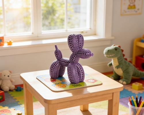 Balloon Dog Statue Decor Polka Dot Dog Cool Stuff to Put on Shelves, Purple Balloon Dog Statue Decoration Fun Paperweight, 5 inch Versatile Color Options - color: Purple