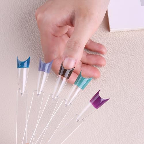 150 Pcs Nail Swatch Sticks with Ring, Long Stiletto Nail Art Tips, Transparent Acrylic False Nail Sample Sticks Polish Gel Display Practice Manicure Tools for Home or Salon Use - color: Clear Long Stiletto