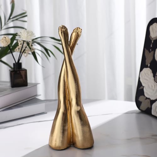 Golden Legs Sculpture Elegant Resin Home Decor Legs Statues Versatile Indoor/Outdoor Ornament, Bedroom, Office Desktop, Cabinets, Perfect (Straight Leg) - color: Straight Leg