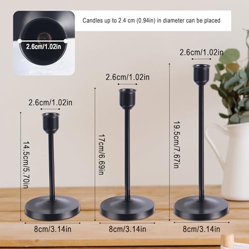 Flameless White Taper Candles Flickering, Flameless White Taper Candles Flickering with Black Metal Candle Holder 3pack Candlestick Holders, for Bathroom,… - size: 3pack taper's