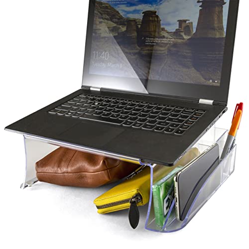 Officemate Telephone Stand, Laptop Stand, Clear Plastic Computer Riser, Laptops Elevator for Desk, Clear (21524)