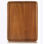 16" x12" Large Solid Acacia Wood Serving Tray Rectangular Wooden Serving Platter Natural Wooden Board for Bar Coffee Party - size: 16x12 in