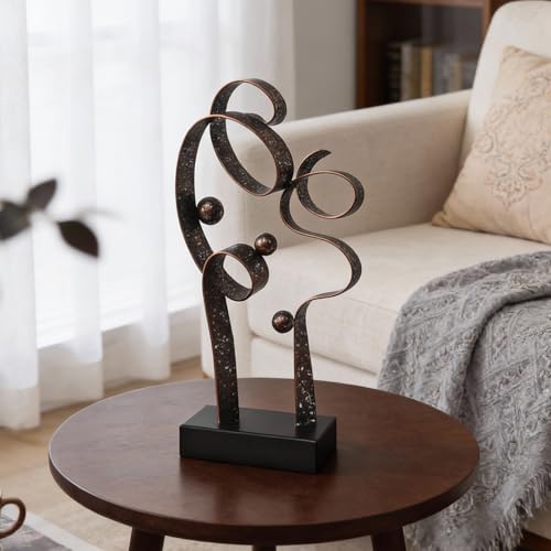 Abstract Metal Sculpture Home Decor – Modern Minimalist Line Art Statue Decorations for Table, Shelf, Living Room, Office & Entryway (Curved Sphere Metal Sculpture) - color: Curved Sphere Metal Sculpture