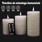 Rechargeable Flameless Candle, Flickering LED Pillar Real Wax Candle with Fairy Lights, Remote Control and Timer, Upgraded Teardrop Wick, Built-in Battery Electronic Candle, Set of 3 - color: Copper-Wire Drop
