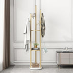 Gold Coat Racks Freestanding with 9 Hooks, Metal Coat Stand with Heavy Marble Base, Entryway Coat Tree Hanger, Purses Racks - style: Coat-13''W