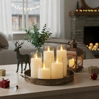 Homemory Ivory White Flickering Flameless Candles, Battery Operated Acrylic LED Pillar Candles with Remote Control and Timer, Set of 5 - color: Ivory