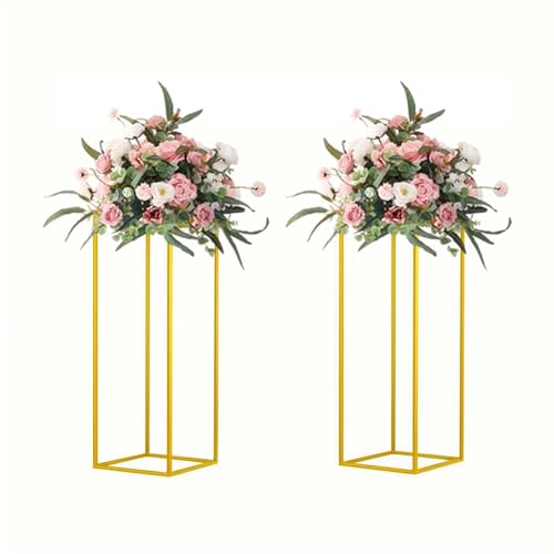 23.6inch 2 pcs Column Vases Gold Centerpieces for Table Metal Flower Stand Gold Wedding Centerpieces for Tables Party Floral Stands for Flowers - size: 23.62 Inches - 2 pcs