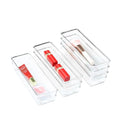 6 Set Clear Plastic Junk Drawer Organizer Vanity Curlery Utensil Makeups Organizer for Kitchen 9''X 3'' - size: 6 Pack 9"x3" Clear Plastic