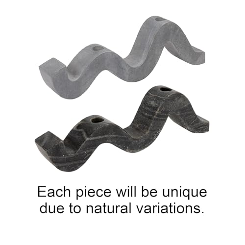 Bloomingville Marble Wave Double Taper Candle Holder, Grey - color: Gray
