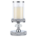 Candle Holder for Pillar Candle, Pillar Candle Holders for Wedding, Coffee Dining Table, Christmas, Table Centerpieces, Home Décor ZXC048D (1 Crystal Ball) - size: Silver ( S )