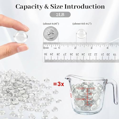 DomeStar 2LB Clear Flat Glass Marbles, Clear Glass Beads Decorative Gem Pebbles Vase Fillers for Centerpieces Table Scatter Home Decor - color: Clear