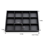 Black PU Leather Jewelry Display Flat Tray Ring Necklace Watch Organizer Display Tray (1 grid) - style: 12 Grids