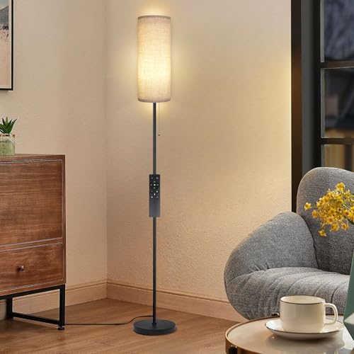 Floor Lamp for Living Room, Modern Standing Lamps with Lampshade, Minimalist Tall Lamp with Chain Switch for Living Room, LED Bulb Included (Beige Shade-Remote Bulb) - color: Beige Shade-Remote Bulb