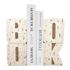 Book Ends Decorative, Book Design, Modern Bookends for Shelves, Non-Skid Heavy Duty Resin Book Stopper for Books, Resin, 1Pair