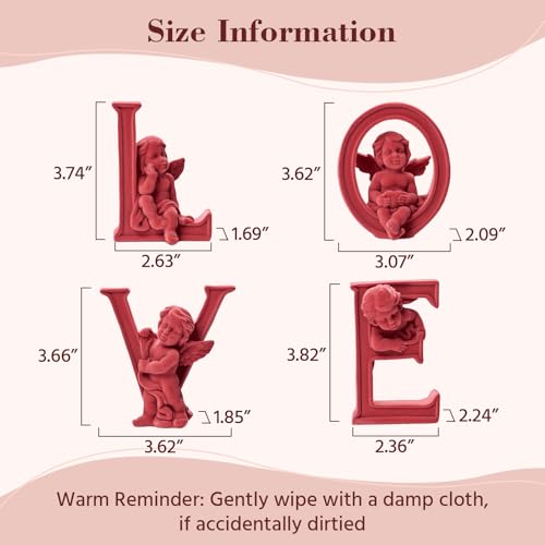Cupid Statue Velvet Flocked Sculpture Anniversary Wedding Gifts, Cherub Angels Statue Romantic Love Figurine Modern Art Decor for Living Room, Bookshelf, Coffee Table Decor (Red) - color: Cupid-red