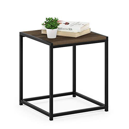 FURINNO Camnus Modern Living End Table, Columbia Walnut, 15.75 in x 15.75 in x 17.83 in - color: Columbia Walnut, size: 1 Tier, Metal Frame
