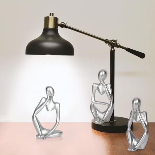 Sandstone Resin Thinker Style Abstract Sculpture Statue Collectible Figurines Home Office Bookshelf Desktop Decor (Small Silver, 3pcs) - color: Small Silver, size: 3pcs