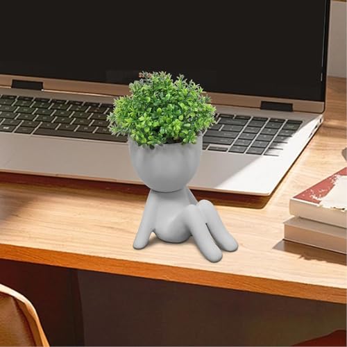 Zerzsy Mini Succulent Plant Fake Plants Succulents Plants Artificial for Home Bathroom Living Room Office Decor Cute Desktop Decoration - color: Cement Gray-b