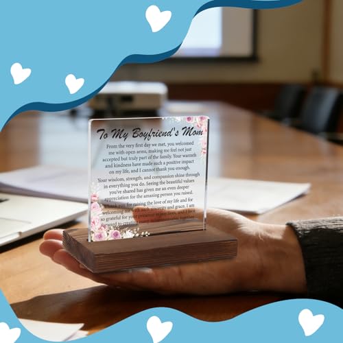 Heartfelt Gratitude Acrylic Plaque Gift, Precious Gift for Boyfriend's Mom, Sentimental Future Mother-In-Law Appreciation Decor, Keepsake with Wooden Stand, XXD193 - style: Boyfriend's Mom