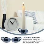 Set of 2 Ceramic Candle Holders，Taper Candle Holder with Handle Nordic Style Candle Burning Display Holder for Home Wedding Party Anniversary Housewarming Gifts （Blue） - color: Color 3