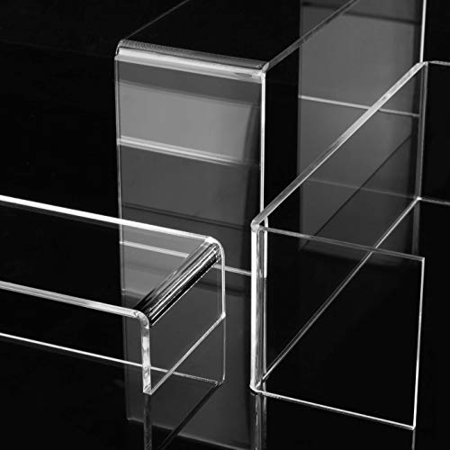 ANDGOO Display Risers, 6 Pcs(7.9”L~8.3”L~8.7”L) Rectangular Clear Acrylic Showcase Collectibles Display Stands Suitable for Retail Shoe Showcase Jewelry Funko Pop Figures - color: Clear, size: 6Pcs (7.9”L~8.3”L~8.7”L)
