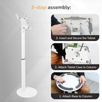 Mount-It! Anti-Theft Universal Tablet Floor Stand Kiosk, Locking Enclosure for iPad, Galaxy Tab & Surface Pro 9.7"–13.1", Height Adjustable 27.5"–47", Commercial Kiosk Stand, White - color: White