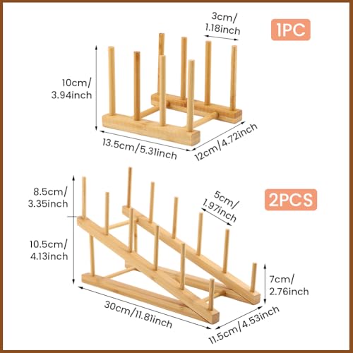 3 Pack Plate Stands for Display, Multifunctional Wooden Display Rack, Craft Show Display Stands for Tabletop Book, Artwork, Photo, Record, Magazine and Platter(Color:Wooden)