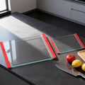 Tempered Glass Cutting Board Set for Kitchen Counter - Dishwasher Safe with Juice Grooves, Non-Slip Silicone Edges & Beveled Grip - 16"x12" & 12"x8" Serving Tray (Red-2PCS) - color: Red-2PCS