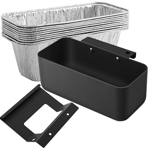 Grill Grease Catcher for Blackstone Griddle with 10 Pack Grease Cup Liners Aluminum Foil Tray Pan Drip Tray Pan for 17, 22, 28 & 36 inches Griddle (Short Hook + Long Hook) - color: Short Hook + Long Hook