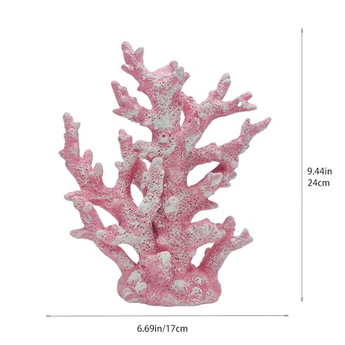Etlemonde Beach Coastal Decor Coral Reef Home Decor Coral Statue Sculpture Home,Desk,Bathroom,Desktop Shelf Statue,Marine Themed Gifts (Pink Coral) - color: Pink Coral
