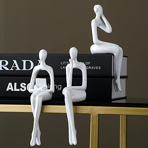 XINXUAN White Statue Home Decor - Modern Bookshelf & Desk Decor - 3 Piece Set - color: White