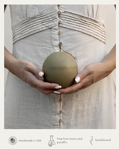 LAWA Imperfect Sphere Candle - Beautiful Handmade Pillar Scented Soy Wax Elegant Aesthetic Candle Housewarming Gift Home Room Shelf Decor Idea (Earthy Green, Large) - color: Earthy Green
