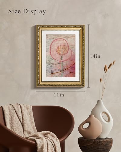 VIYYIEA Gold Framed Wall Art Canvas Print Home Decor Abstract Flower Wall Decor Vintage Aesthtic Pink Art Multicolor Painting Pictures Energetic Room Decorations for Bathroom Bedroom 11x14in - color: Abstract Tulips, size: 14"L x 11"W