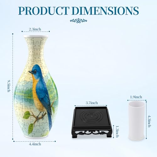 3D Puzzles Vase for Adults, Crafts for Adults, 160 Pieces Plastic DIY Unique Flower Vase with LED Light House Warming Gift Birthday Gifts for Flower Arrangements and Home Decor (Bird) - color: Birds