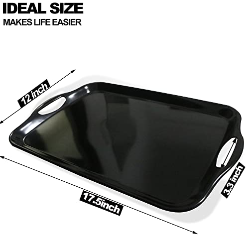 KAQAHIDO Large Melamine Serving Trays for Eating, 17.5’’ x 12’’ Serve Platter for Appetizer, Charcuterie, Food, Snack, Cupcakes, Dessert, BPA-Free, Dishwasher Safe Tray, Set of 2, Black - color: Black