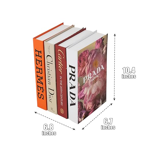 4 Pcs Decorative Faux Books for Home Decor – Modern Fake Books for Coffee Table, Bookshelf & Bedroom, Stacked Book Set for Aesthetic Decor - color: 4 Pcs