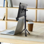 Kado Metal Portable Monitor Stand Tripod, 2-In-1 Phone/Tablet Clamp Portrait/Landscape, 100x100mm 75x75mm Wall/Arm Mount Adapater Bracket Plate, 360° Ball Head Compact for Projector, Camera and Webcam - style: Gray Black